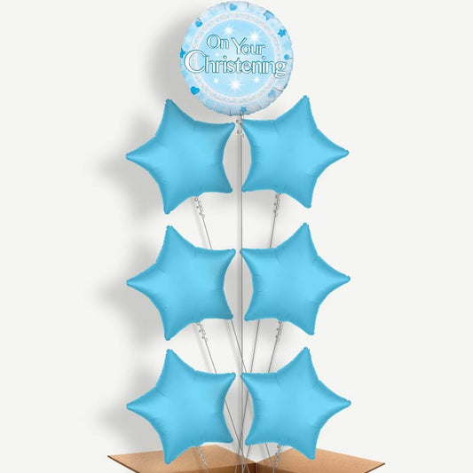 On Your Christening Blue Helium Balloon Arrangement | Party Save Smile