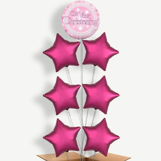 On Your Christening Pink Helium Balloon Arrangement | Party Save Smile