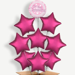 On Your Christening Pink 9 Helium Balloon Bundle