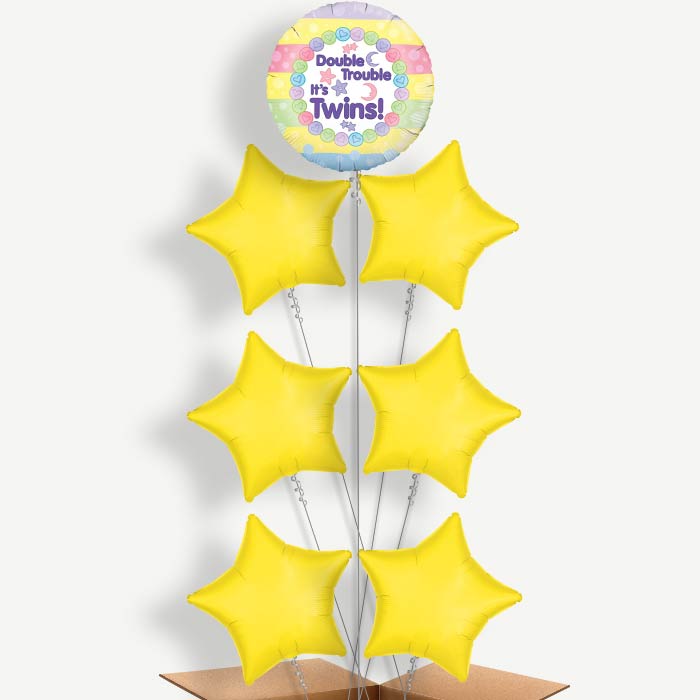 It's Twins New Baby Balloon Arrangement Inflated with Helium | Party Save Smile