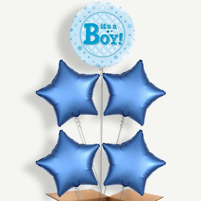 New Baby It's a Boy Balloon Cluster Inflated with Helium | Party Save Smile