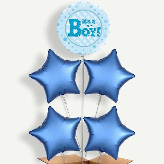 New Baby It's a Boy Balloon Cluster Inflated with Helium | Party Save Smile