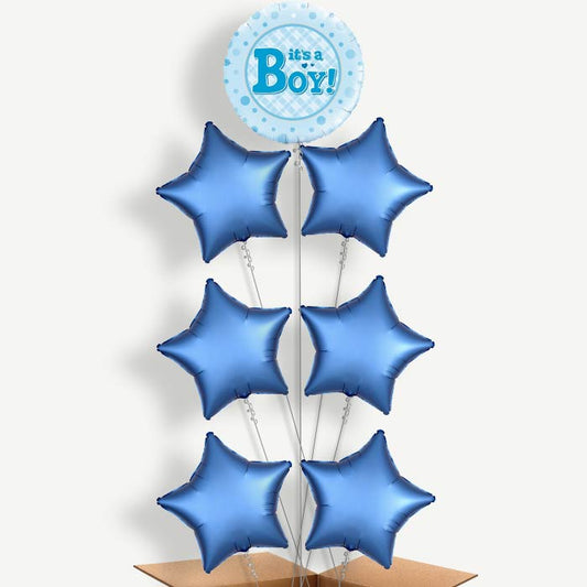 New Baby It's a Boy Balloon Arrangement Inflated with Helium | Party Save Smile