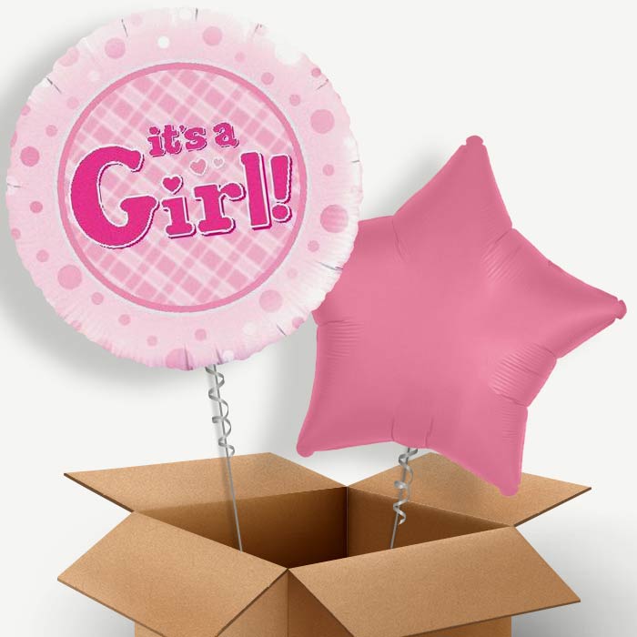 New Baby Girl Helium Balloon Pair | Party Save Smile