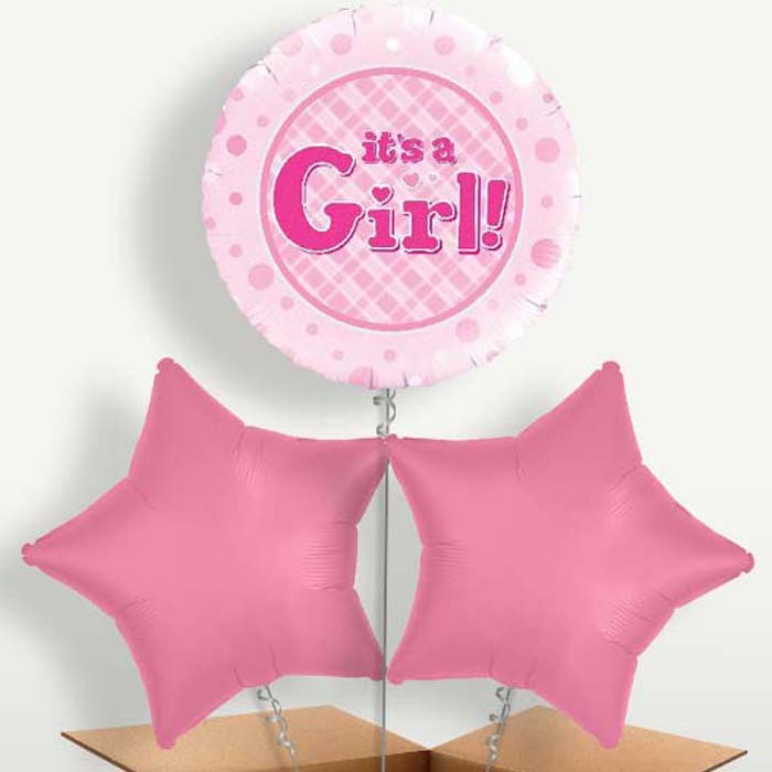 New Baby It's a Girl Balloon Bunch inflated with Helium | Party Save Smile