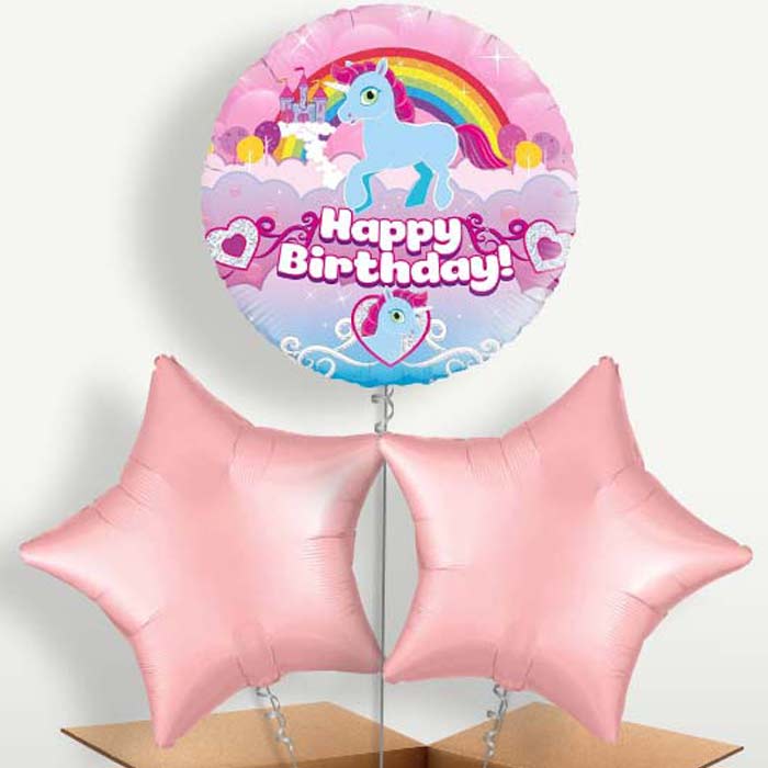 Rainbow Unicorn Birthday Trio Balloon Bunch | Party Save Smile