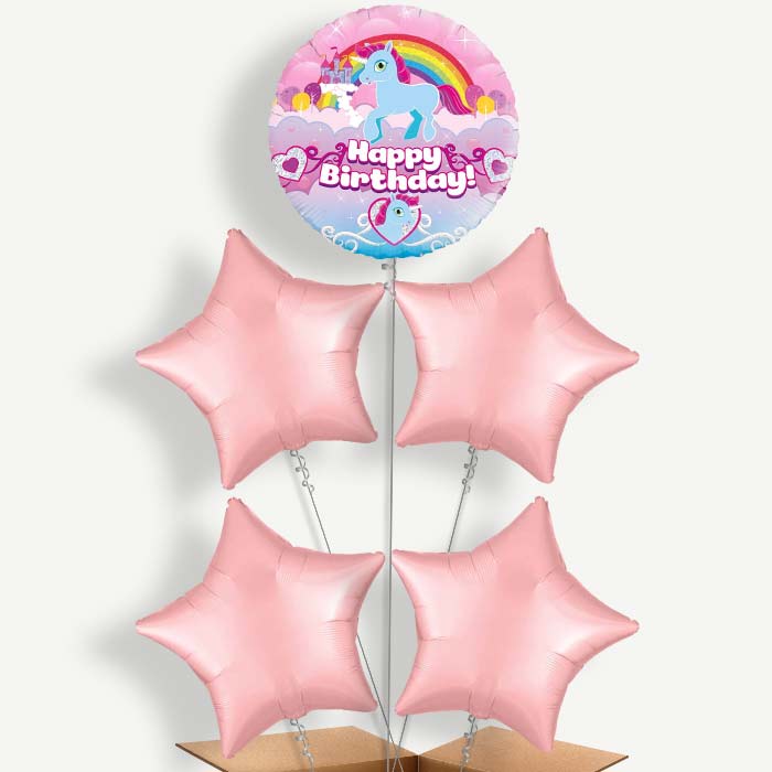 Rainbow Unicorn Birthday Helium Cluster Balloons | Party Save Smile
