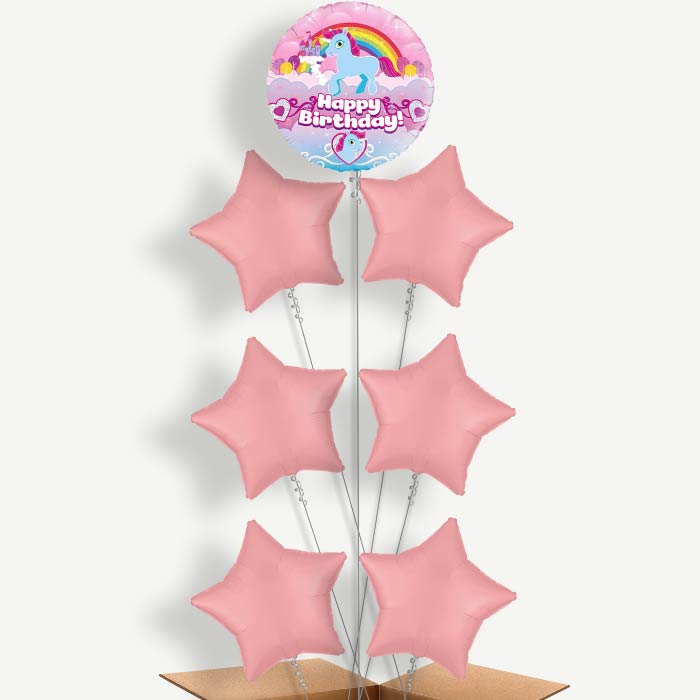 Rainbow Unicorn Birthday Helium Balloon Arrangement | Party Save Smile