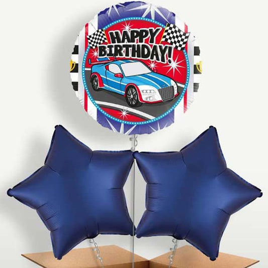 Race Car Happy Birthday Trio Balloon Bunch | Party Save Smile