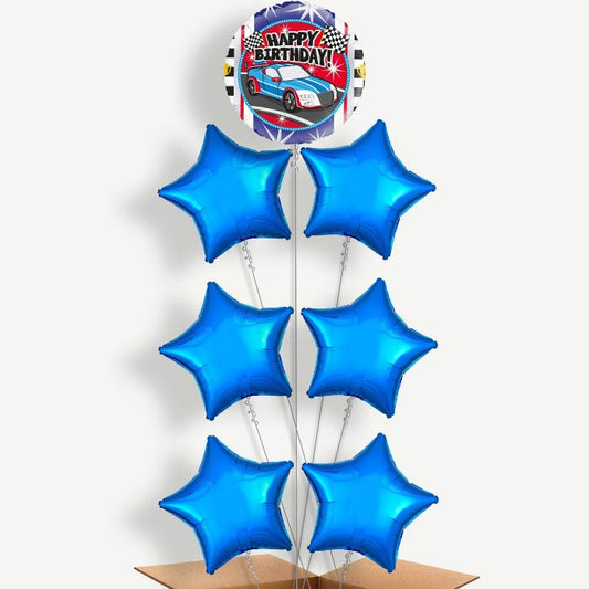 Race Car Happy Birthday Helium Balloon Arrangement | Party Save Smile