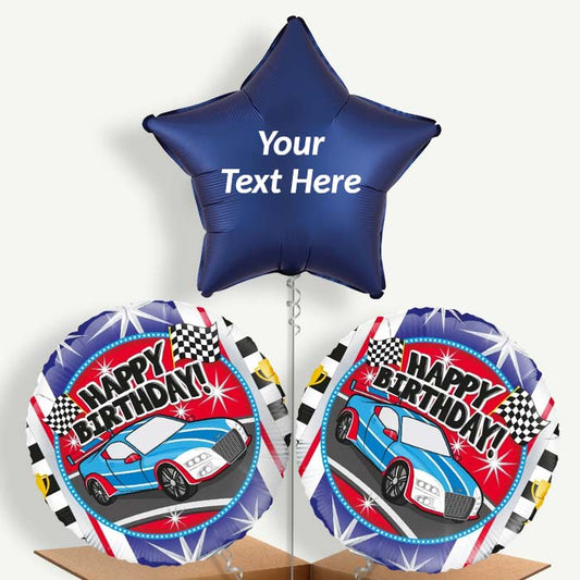 Personalisable Race Car Happy Birthday Helium Balloons | Party Save Smile