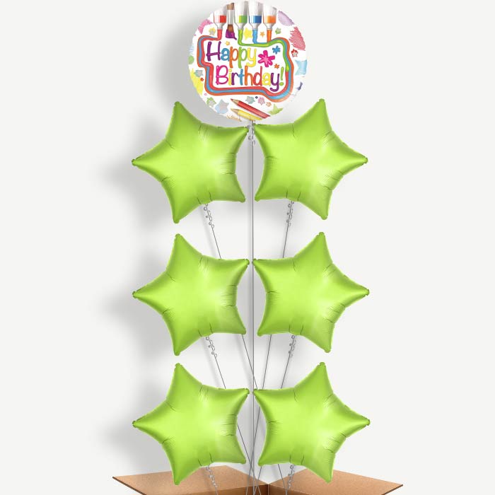 Happy Birthday Art Balloon Arrangement Inflated with Helium | Party Save Smile