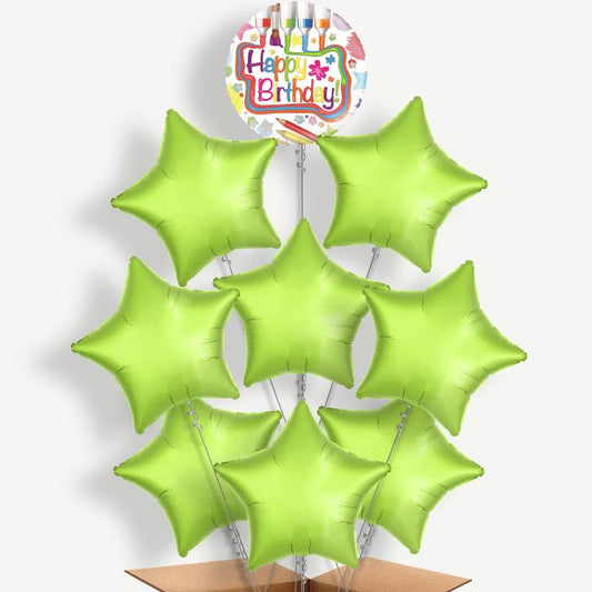 Happy Birthday Art Balloon Bundle Inflated with Helium | Party Save Smile