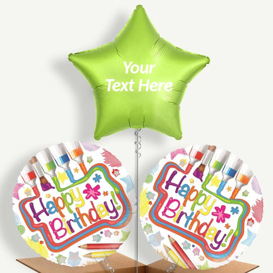 Personalisable Happy Birthday Art Helium Balloons | Party Save Smile