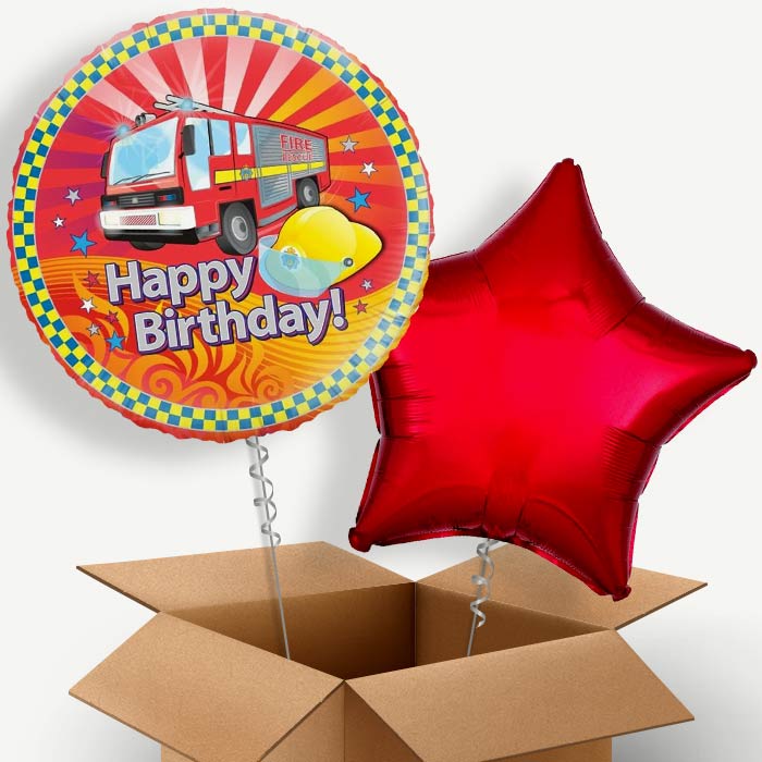 Fire Engine Birthday Helium Balloon Duo | Party Save Smile