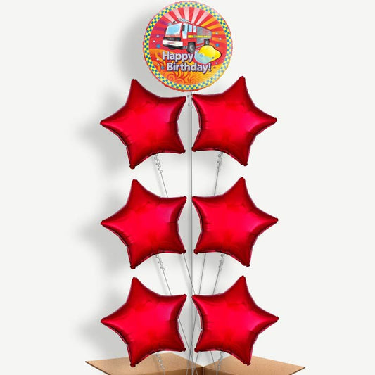 Fire Engine Birthday Helium Balloon Arrangement | Party Save Smile