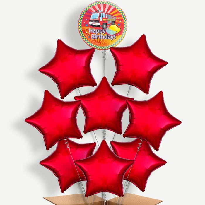 Fire Engine Birthday Helium Balloon Bundle | Party Save Smile