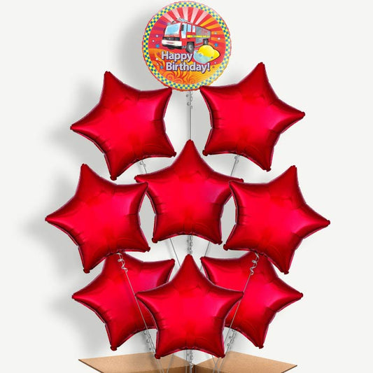 Fire Engine Birthday Helium Balloon Bundle | Party Save Smile