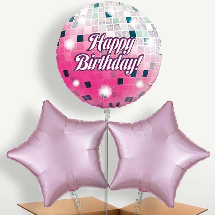 Pink Birthday Disco Ball Balloon Bunch | Party Save Smile