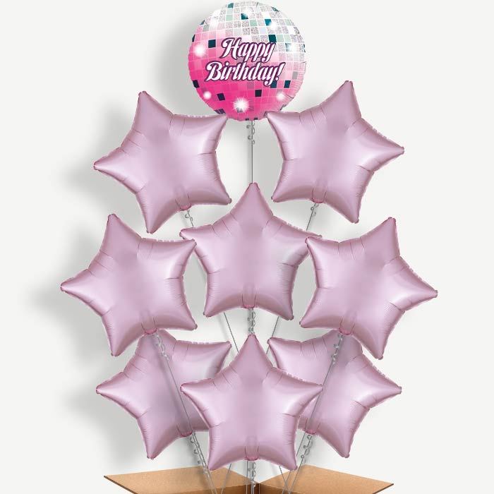 Pink Birthday Disco Ball Helium Balloon Bundle | Party Save Smile