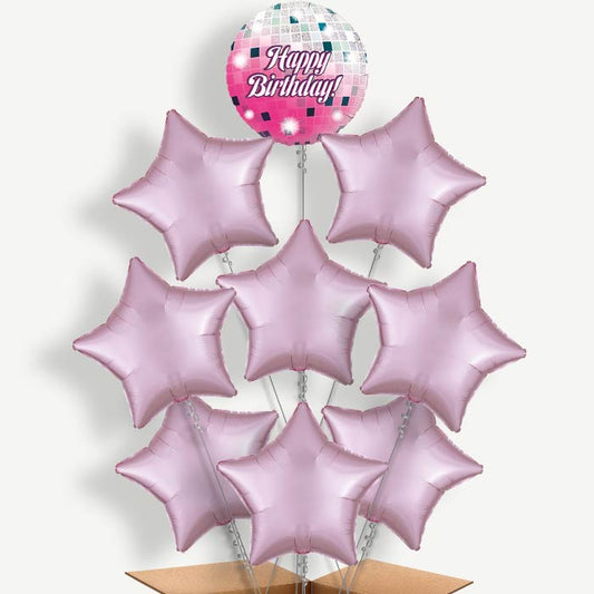 Pink Birthday Disco Ball Helium Balloon Bundle | Party Save Smile