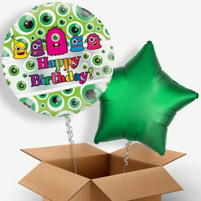 Monsters Happy Birthday Helium Balloon Pair | Party Save Smile