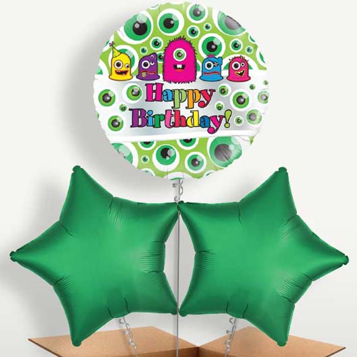 Monsters Happy Birthday Balloon Bunches inflated with Helium | Party Save Smile