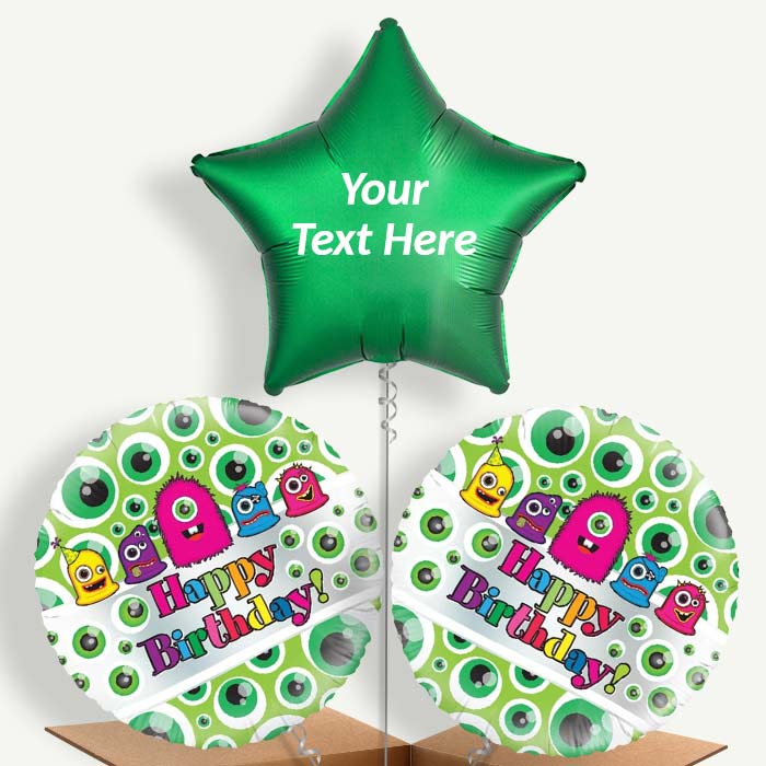 Personalisable Monsters Happy Birthday Helium Balloons | Party Save Smile
