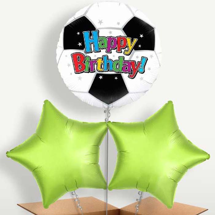 Football Birthday Trio Balloon Bunch inflated with Helium | Party Save Smile