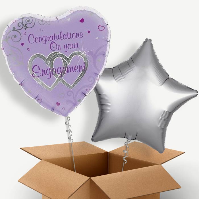 Engagement (Purple) Helium Balloon Duo | Party Save Smile