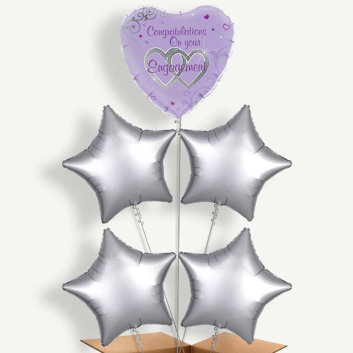 Engagement Purple Balloon Cluster Inflated with Helium | Party Save Smile