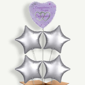 Engagement Purple 5 Balloon Cluster Inflated with Helium