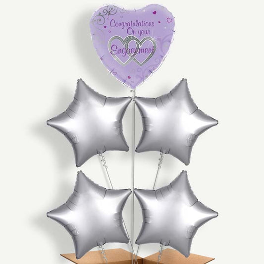 Engagement Purple Balloon Cluster Inflated with Helium | Party Save Smile