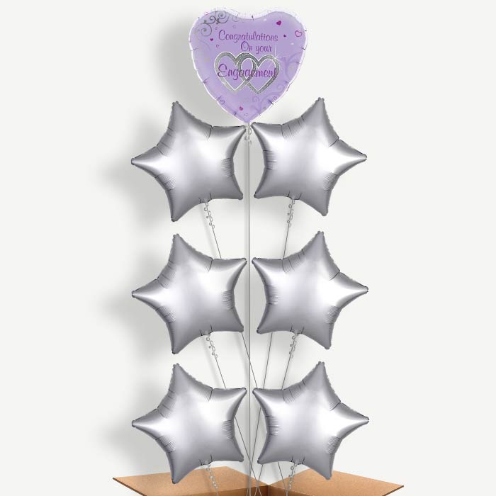 Engagement Purple Balloon Arrangement Inflated with Helium | Party Save Smile