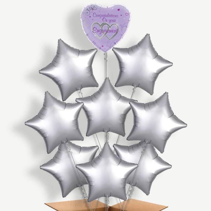 Engagement Purple Balloon Bundle Inflated with Helium | Party Save Smile