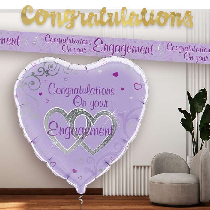 Purple Engagement Banners and Balloon