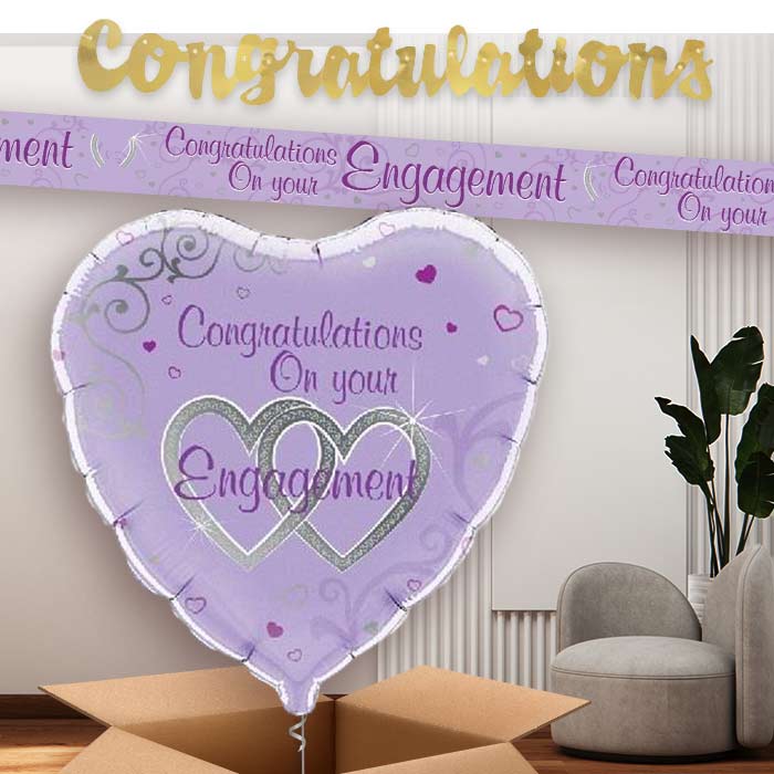 Purple Engagement Banners and Balloon | Party Save Smile