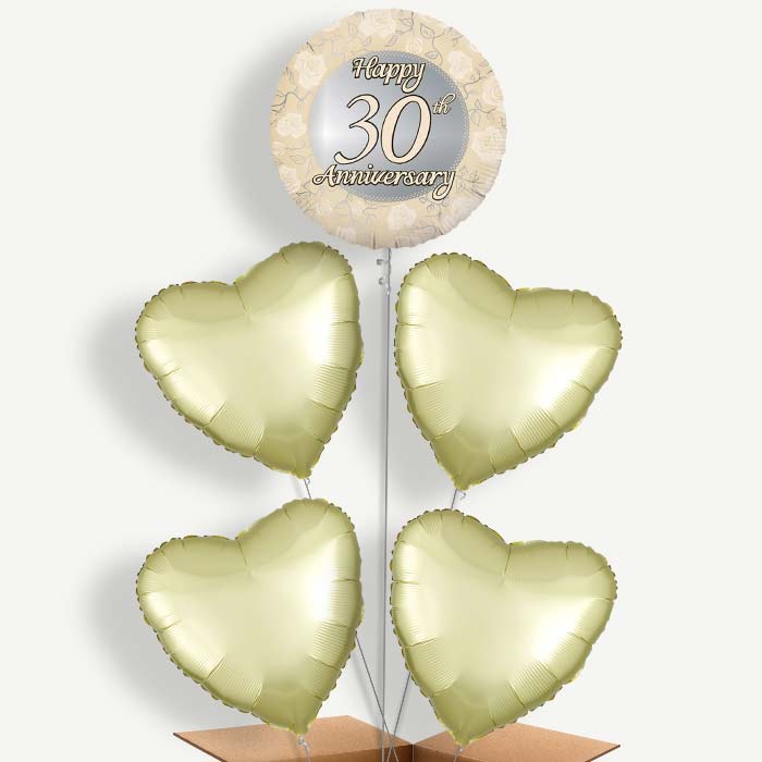 30th Wedding Anniversary Helium Cluster Balloons | Party Save Smile