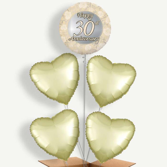 30th Wedding Anniversary Helium Cluster Balloons | Party Save Smile