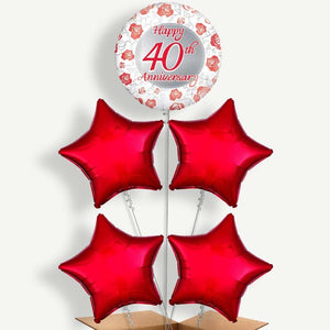 40th Wedding Anniversary 5 Helium Cluster Balloons