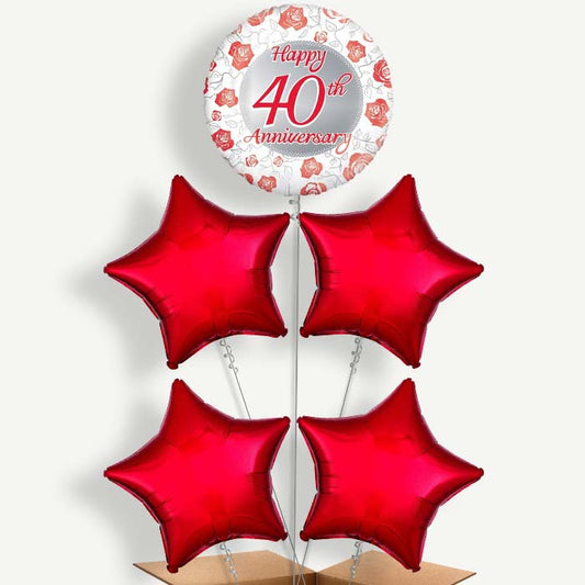 40th Wedding Anniversary Helium Cluster Balloons | Party Save Smile