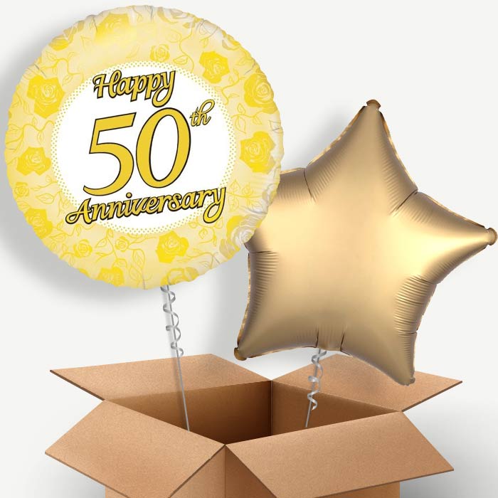 50th Wedding Anniversary Helium Balloon Two | Party Save Smile