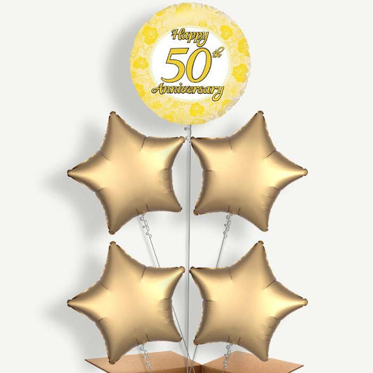 50th Wedding Anniversary Helium Cluster Balloons | Party Save Smile