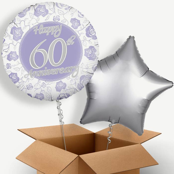 60th Wedding Anniversary Helium Balloon Two | Party Save Smile