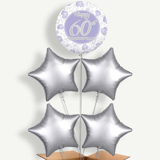 60th Wedding Anniversary Helium Cluster Balloons | Party Save Smile