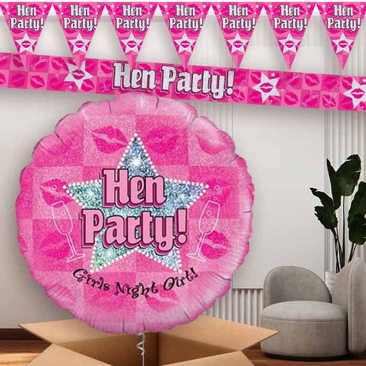 Pink Hen Party Balloon and Banners | Party Save Smile