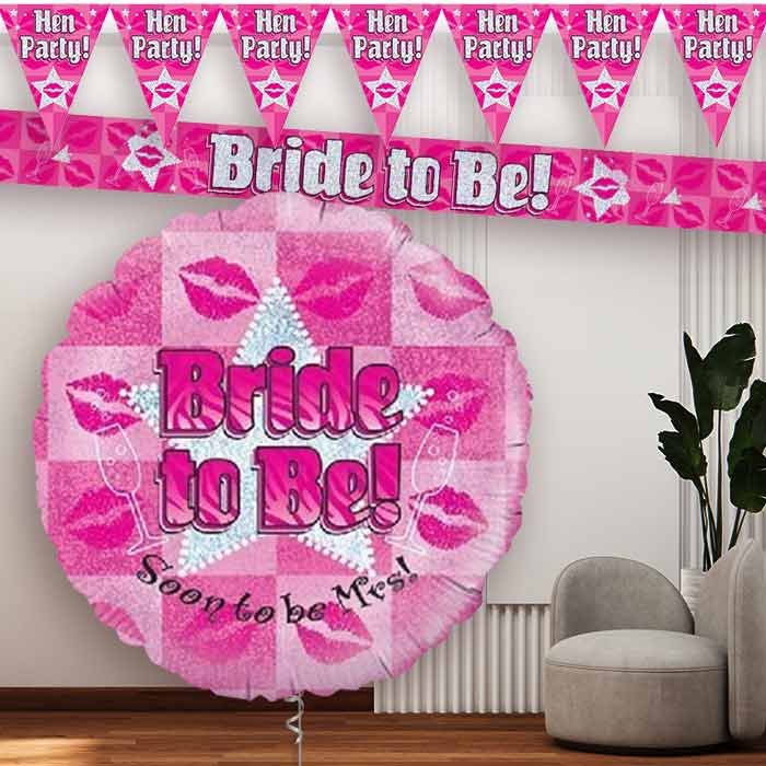 Pink Bride to Be Balloon and Banners - Party Save Smile