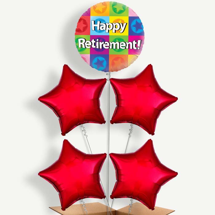Retirement Star Balloon Cluster Inflated with Helium | Party Save Smile