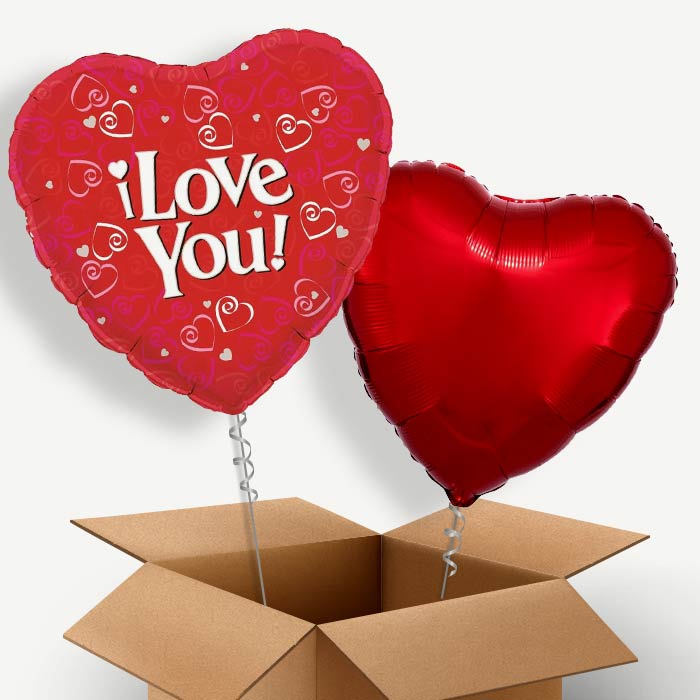 I Love You (Red Heart) Helium Balloon Pair | Party Save Smile