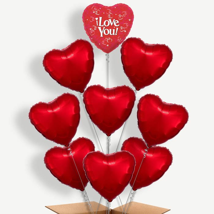 I Love You Red Heart Helium Balloon Bundle | Party Save Smile